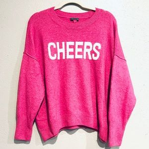 Large Pink CHEERS Sweater (Vince Camuto Brand) Pre-Owned/Used
